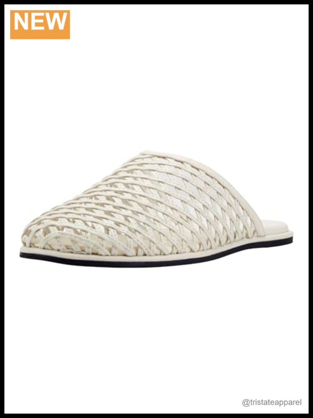 Woven Leather Slip-On Mules Round Toe Casual Shoes